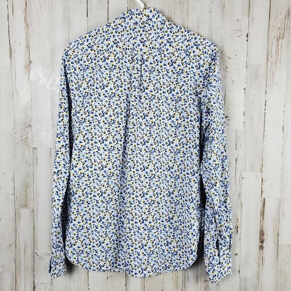 Denim and Flower Floral Button Down Shirt White Blue Size Small - Picture 2 of 6